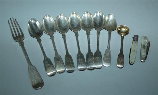 Silver spoons & fruit knives